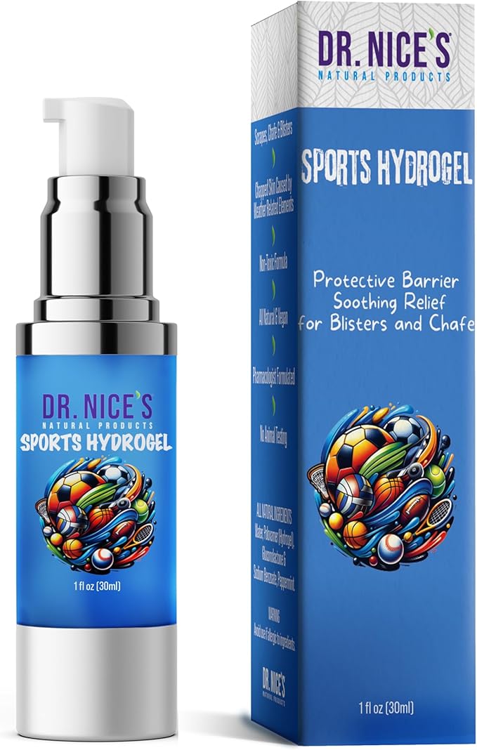 DR. NICE'S Sports Hydrogel - Soothing Skin Refresh | for Minor Blisters, Scrapes, Friction or Weather Chap or Chafe Discomfort | Topical Hydrogel (30 mL)