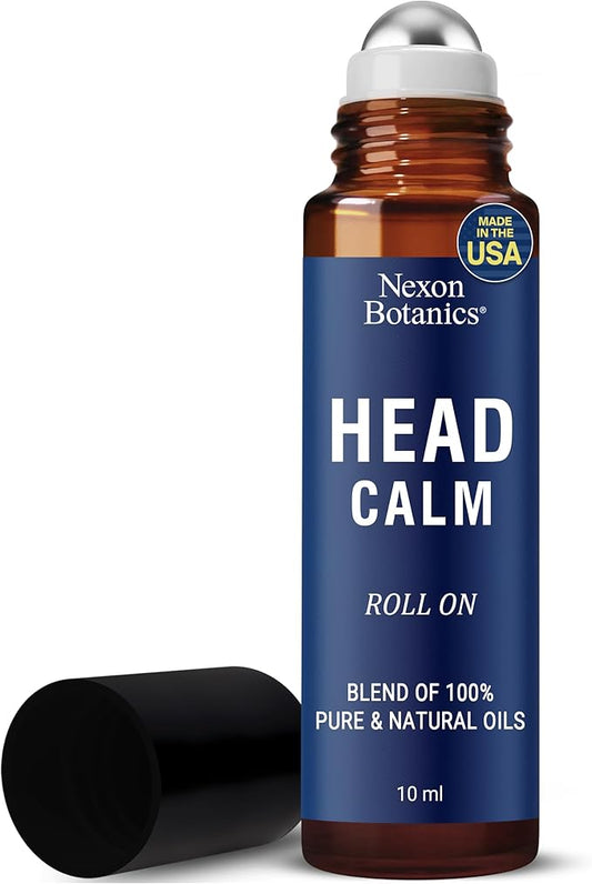 Head Calm Essential Oil Roll-On 10 ml - Soothing Blend of Pure & Natural Essential Oils - Roller Ball for Migraine & Headache Relief - Nexon Botanics