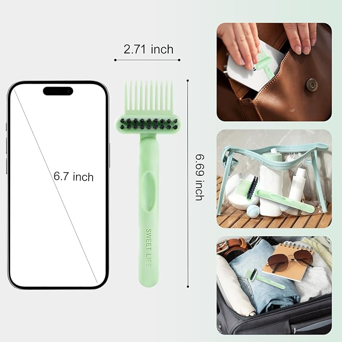 Boar Bristles Hair Brush for Women and Men, Detangling Hair Brush for Smoothing Massage Add Shine, Nylon&Boar Bristles Detangler brush for Hair Healthy (Cleaner-Green)