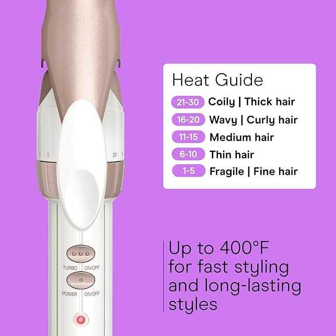 Conair Double Ceramic 1-Inch Long Barrel Curling Iron, 1-Inch Barrel Creates Classic Curls to Loose Waves, Hair Curler for Use on Short, Medium, & Long Hair, White/Rose Gold