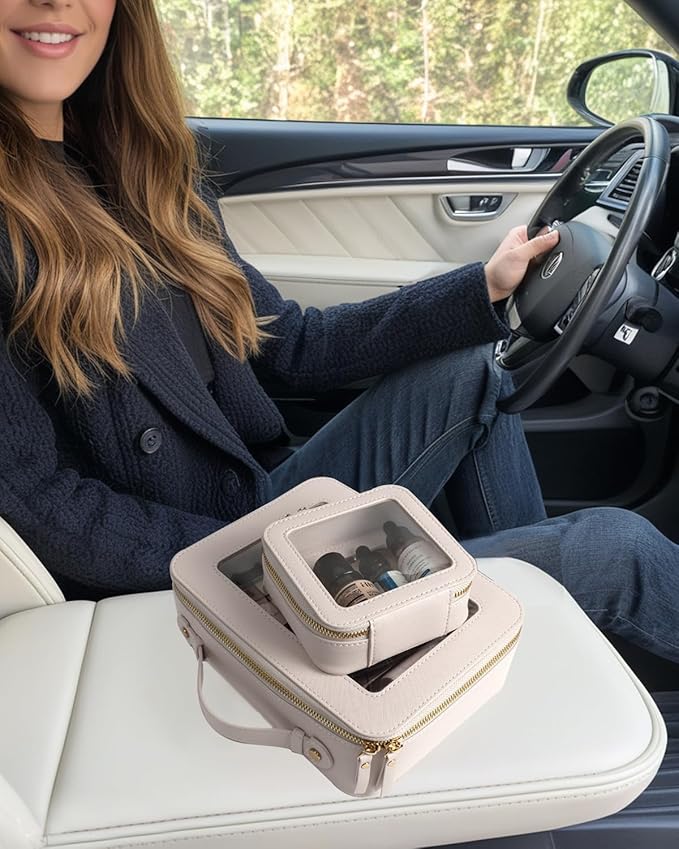 Travel Clear Makeup Bag Set, TSA Approved Cosmetic Bag Case with Zipper Portable Makeup Pouch Toiletry Bag Traveling Cosmetic Organizer Storage Bag Car Organizer Car Essentials