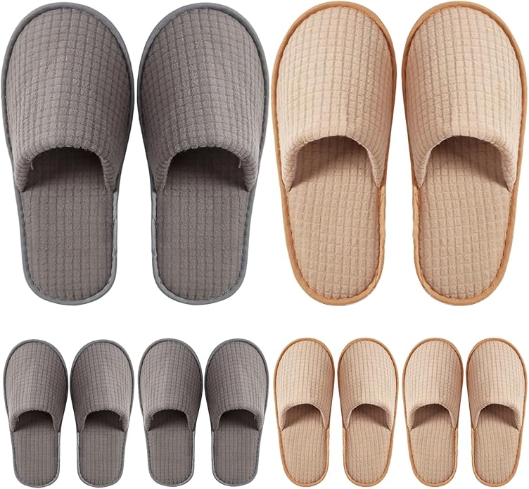 DECOUE 6 Pairs Disposable Slippers for Guest, Non Slip Spa Slides Washable Reusable House Shoes Hotel Indoor Slippers for Women Men, Home,Travel