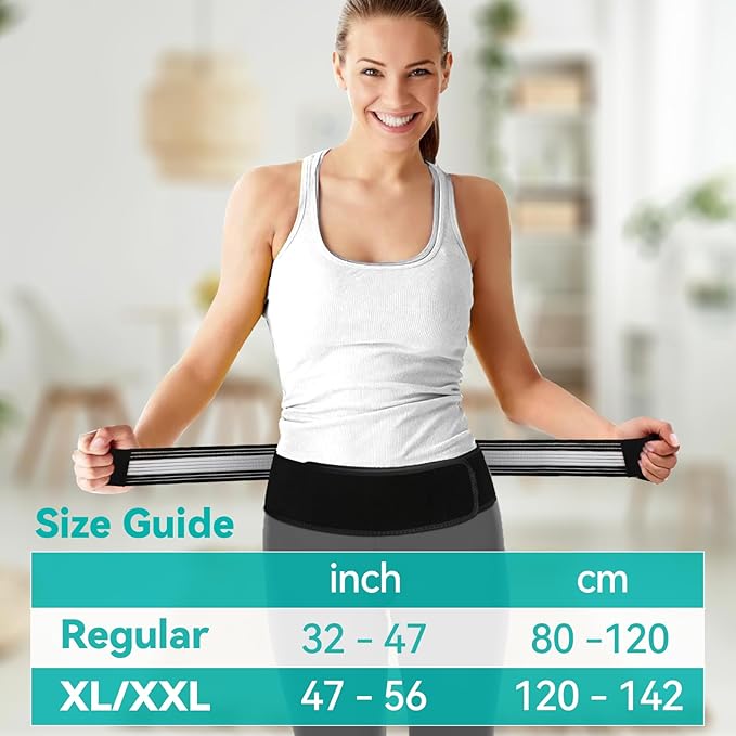 Lightweight Back Brace for Lower Back Pain Under Clothes - Relief from Sciatica, Spinal Stenosis & SI Joint Hip Pain - Breathable & Adjustable Lumbar Support Belt for Work and Exercise for Women & Men XL