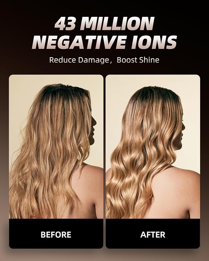 Large Hair Curling Wand, 1.6 Inch Big Barrel Curling Iron, 43 Million Ionic Ceramic Curler with 3 Temp, Auto Shut-Off, Long Barrel Curling Wand for Long Hair, Dual Voltage, White