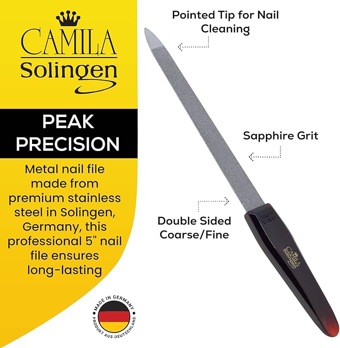CS17 Sapphire Metal Nail File for Natural Nails Fingernail and Toenail Care, 5" Double Sided Coarse and Fine for Manicure and Pedicure