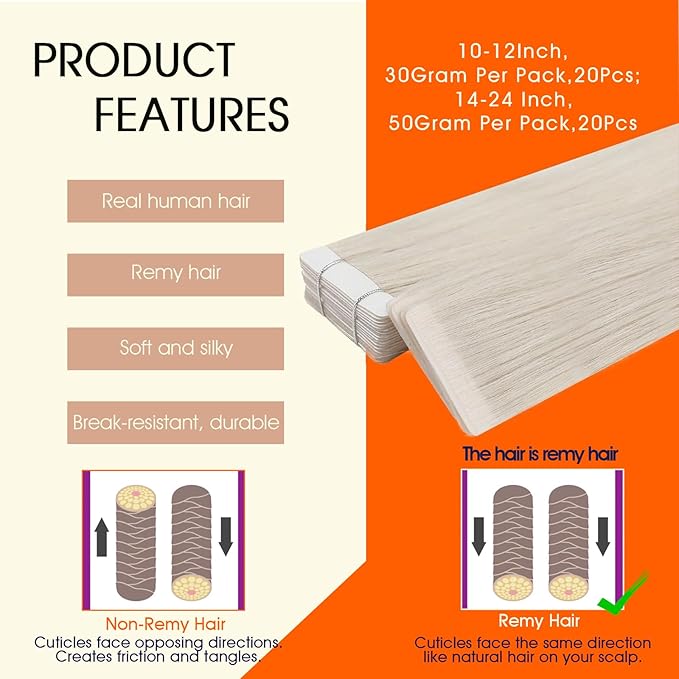 Full Shine Injection Tape in Extensions Human Hair Color 1000 Blonde Injected Remy Tape Ins Human Hair Extensions Invisible Skin Weft 14Inch 40G Short Hair Compatibility 20Pcs Bridal Hairstyles