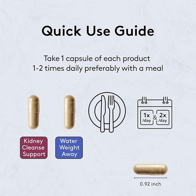 Youth & Tonic Gentle Body Cleanse & Detox – Clean Reset with Natural Flush & Diuretic Balance – 2PK: Kidney Cleanse Support + Water Weight Away, 60 Pills