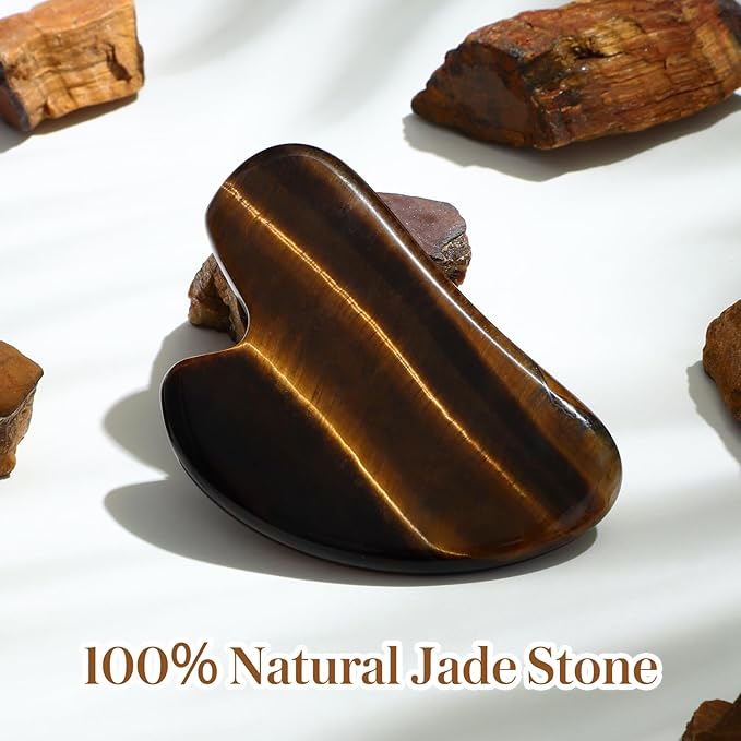 rosenice Gua Sha Facial Tools Gua Sha Jade Stone for Face Skincare Facial Body Tensions Reduce Puffiness Yellow