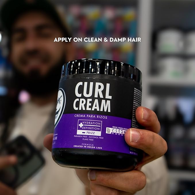 Rolda Curl Cream - Curly Hair Products for Men - Anti Frizz Curl Defining Cream with Oil Blend - Hydrates, Enhances Shine & Texture - Nourishes & Softens Strands - Non-Greasy & Lightweight (8.81 oz)