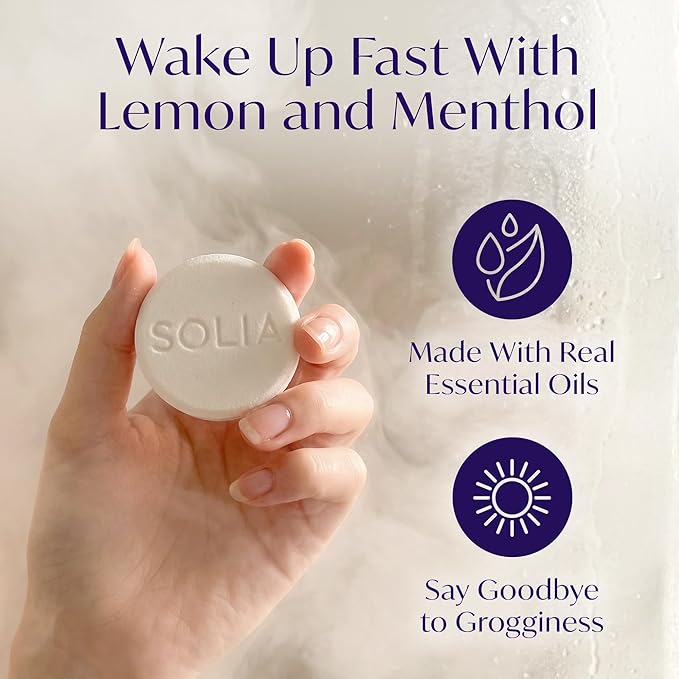 Solia Energizing Citrus Menthol Shower Steamers 15-Pack - Patent-Pending Real Essential Oil Menthol Shower Steamer Bombs, Spa Steamers Aromatherapy Selfcare Bath Gifts for Women, Individually Wrapped