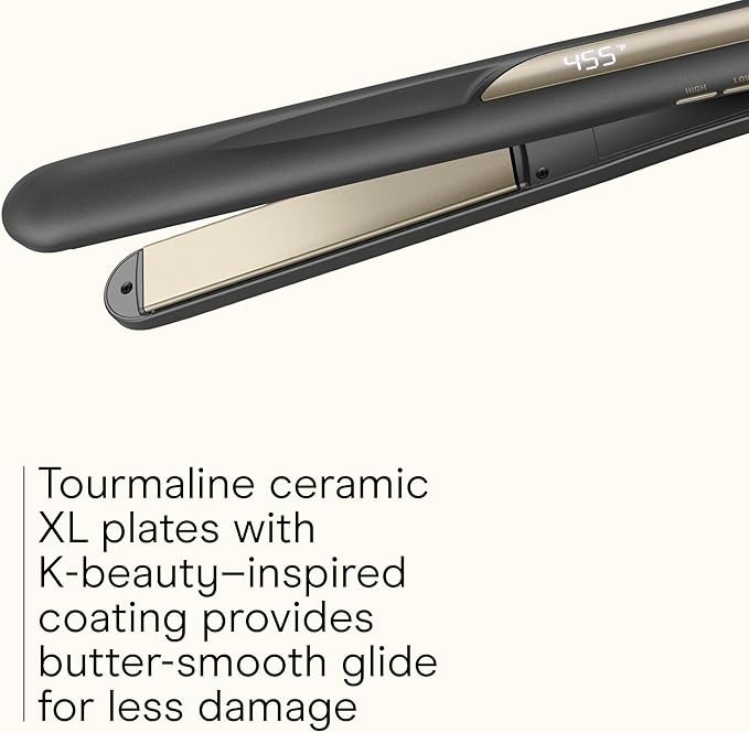 Infiniti PRO CONAIR Tourmaline Ceramic 1-Inch XL Flat Iron Digital Hair Straightener, 1-Inch XL Flat Iron to Straighten or Curl, 5 Heat Settings, for All Hair Types and Textures, Dark Gray