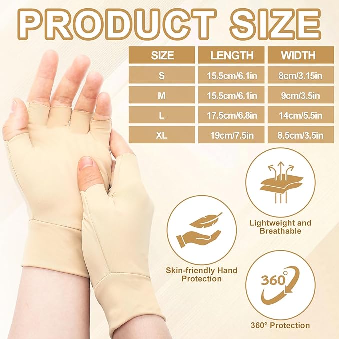 3 Pairs Elderly Skin Thin Protector Gloves Tone Fingerless Gloves Bruise Abrasion Protective to Cover Bruising