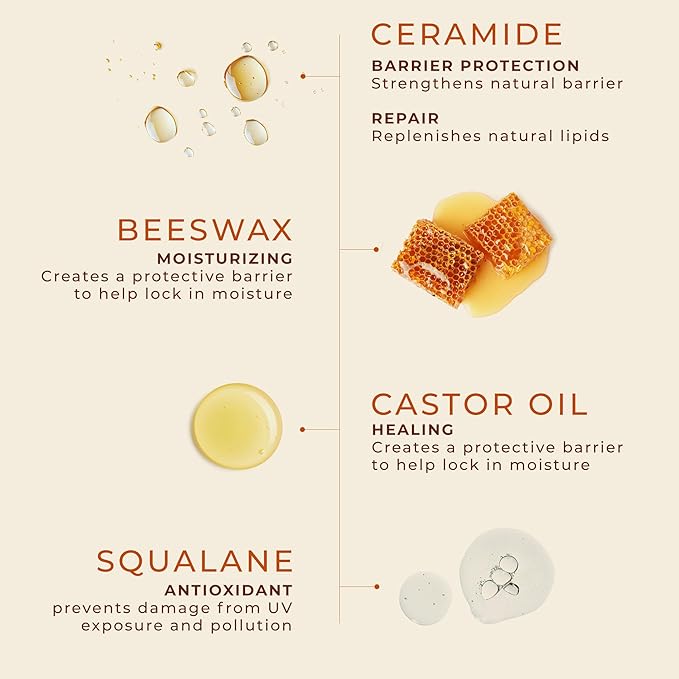 Unscented Lip Balm Hydrating for Dry Lips - Lip Moisturizer with Beeswax and Castor Oil, Chapped Lip Repair, Restores Smoothness, Barrier Protection, Fragrance-Free and Gentle - 0.15 Fl oz