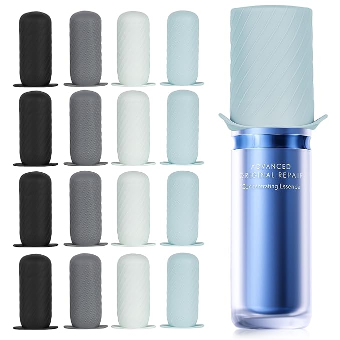 Bottle Covers for Travel, Elastic Sleeves for Leak Proofing, Silicone toiletry Containe sleeves, Leak Locks Travel Accessories for Shampoo Conditioner Wash Body Bottles (16pack)