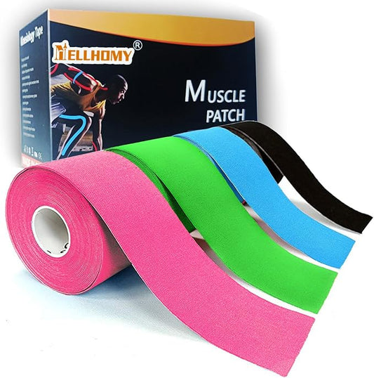 Kinesiology Tape Uncut -4 Pack,2 in x 66 ft | Waterproof Athletic Tape for Support Muscle Joint Knees, Sports| Pure Cotton Elastic Sports & Hypoallergenic Weightlifting K Tape Joints Pain Relief