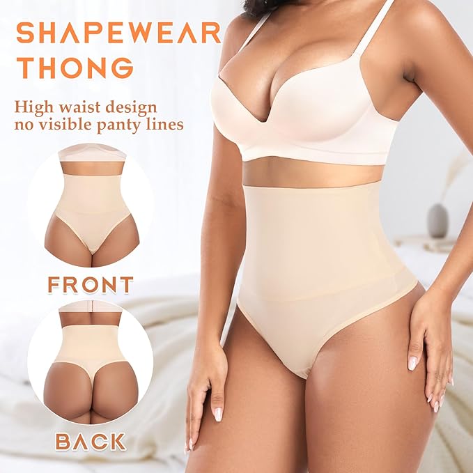 Werena Tummy Control Thong Shapewear for Women High Waist Shaping Underwear Seamless Body Shaper Panties Girdle