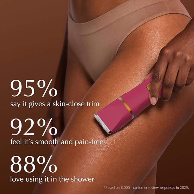 Electric Bikini Trimmer for Women - Waterproof Pubic Hair Trimmer & Facial Shaver, Rechargeable Cordless Electric Razor with Ceramic Blades, IPX7 Shower-Safe for Sensitive Skin, Gift for Her