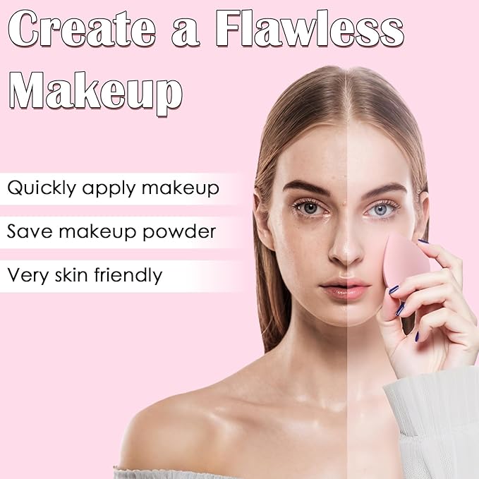 Makeup Brush Set, 48Pcs Makeup Brushes Set Professional Kit for Beginner, Premium Synthetic Foundation Concealers Powder Eye Shadows Blush Make up Brushes with Makeup Sponge, Pink