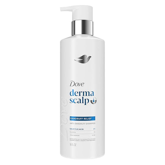 Dove Derma Scalp Shampoo 1 ct Dandruff Relief for Boosting Resilience & Removing Flakes, with Salicylic Acid, 16 oz