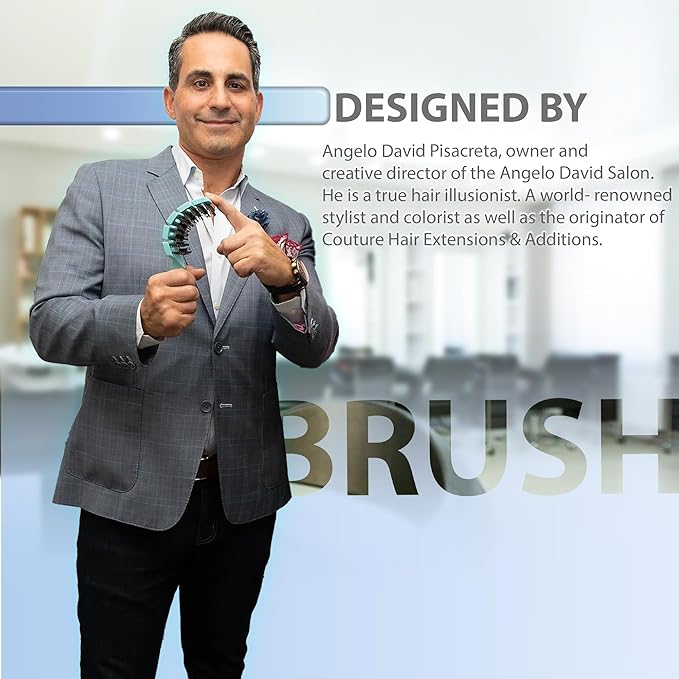 Flex Brush Vented Hair Brush for Blow Drying, Flexible Bristle for Women & Kids, Detangling, Massages Scalp for Hair Growth, Lightweight & Vented for Faster Drying, Boar Bristle & Nylon Mix (Blue)