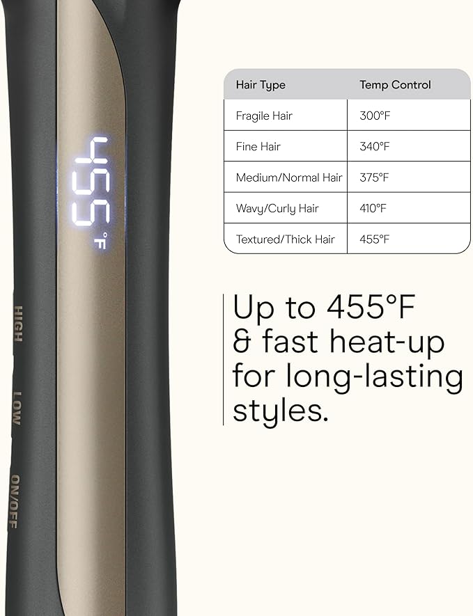 Infiniti PRO CONAIR Tourmaline Ceramic 1 ¼-Inch Flat Iron Digital Hair Straightener, 1 ¼-Inch Flat Iron to Straighten or Curl, 5 Heat Settings, for All Hair Types and Textures, Dark Gray