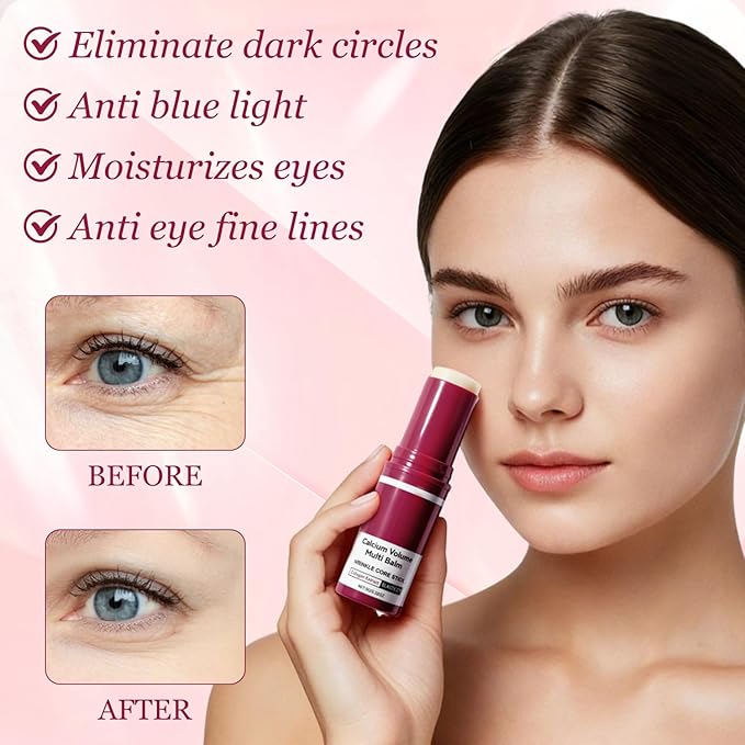 2PCS Calcium Multi Balm, Calcium Volume Multi Balm, Korean Wrinkle Core Stick,Collagen Moisturing Stick, Anti-aging, Hydrating, Firming Skin, Almond & Vitamin E for Lip Balm Eye Cream