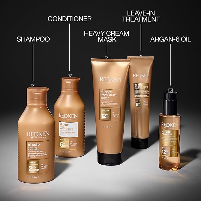 Redken All Soft Conditioner | Moisturizes and Deeply Hydrates| Softens, Smooths, and Adds Shine| Nourishing Conditioner for Dry Hair | Safe for Color-Treated Hair | With Argan Oil
