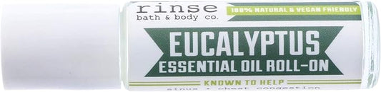 Rinse Bath & Body Eucalyptus Essential Oil Roll-On – Pure Eucalyptus Aromatherapy for Clearing & Refreshing Support | Squalane Oil Blend | Natural | Non-GMO | Travel Size | .35 oz