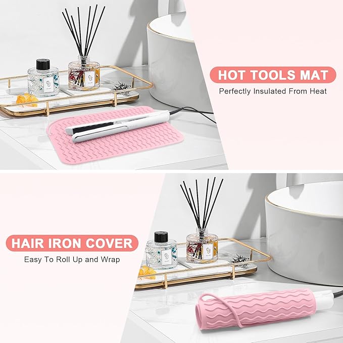 Plus Size Silicone Heat Resistant Mat, Portable Travel Hot Tools Pad Cover for Curling Iron, Flat Iron, Hair Straightener and Other Hair Styling Tools(12.0" x 9.0")