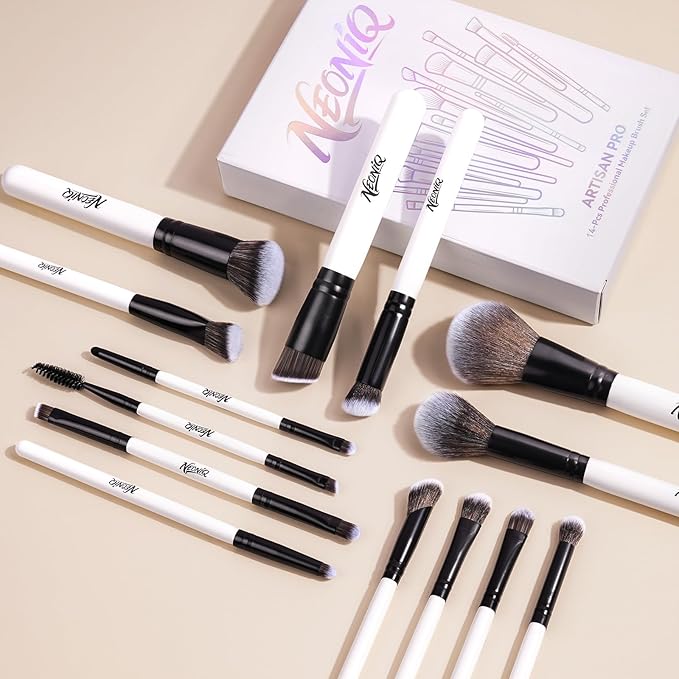 14 PCS Professional Makeup Brushes, Makeup Brush Set, Foundation Powder Blending Concealer Eyeshadows Blush Cosmetics Brushes,Versatile Face Make Up Tools For Liquid, Cream, Loose(White)