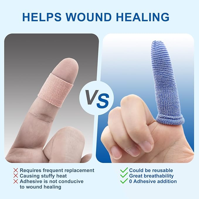 Dimora Finger Cots, Pack of 60 (Large Size) Finger Protectors, Breathable Bandages for Wound Care, Stretchy Sleeves for Gardening, Fitness and Cargo Handling, Blue