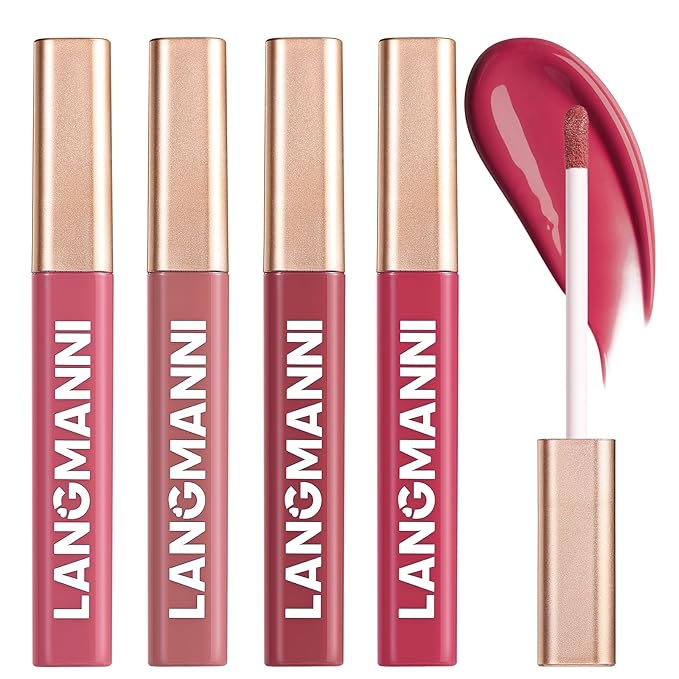 Jolilab 4 Colors Cream Texture Lip Gloss Set - Highly Pigmented,Hydratingg, Moisturizing Makeup for Women（#4+5+8+10）