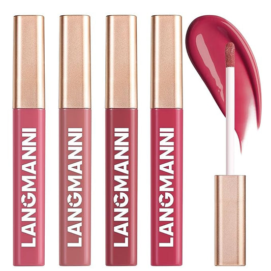 Jolilab 4 Colors Cream Texture Lip Gloss Set - Highly Pigmented,Hydratingg, Moisturizing Makeup for Women（#4+5+8+10）