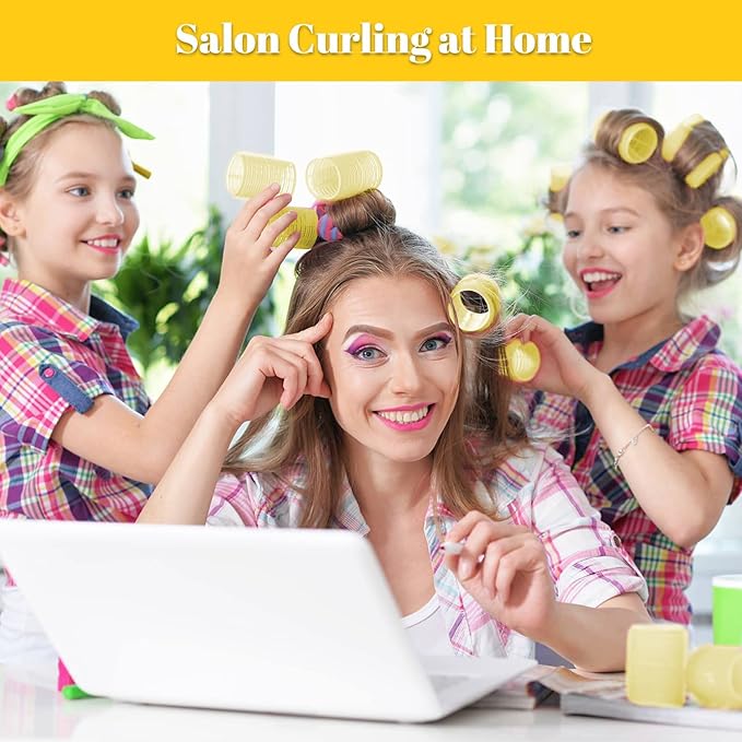 Self Grip Hair Rollers Curlers Set 36Pcs, Hair Roller Sets 4 Sizes (Jumbo, Large, Medium, Small) with Clips for Long Medium Short Thick Fine Thin Hair Volume