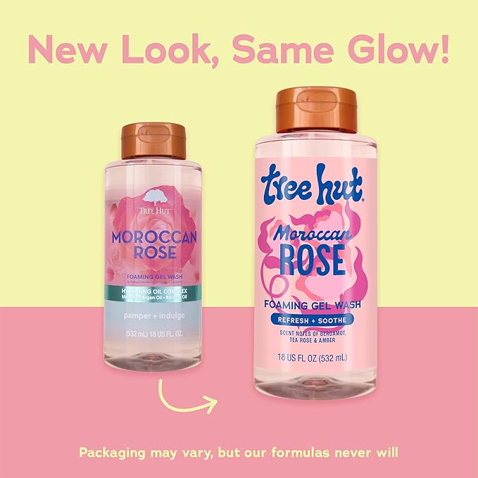 Tree Hut Moroccan Rose Nourishing & Moisturizing Foaming Gel Wash, 18 oz., Hydrating