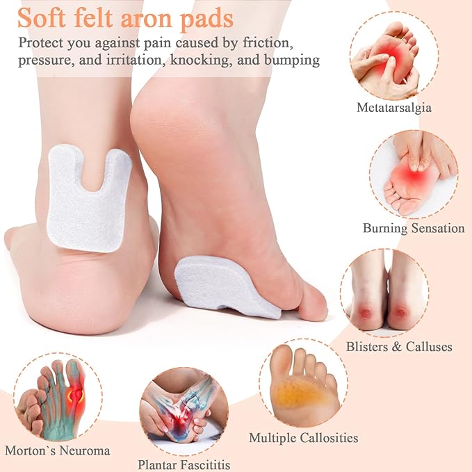 72 Pcs Callus Cushions for Feet - Soft, U Shape Metatarsal Pads for Pain Relief - Adhesive Coin Pads Protect Calluses from Shoes Rubbing - For Women & Men