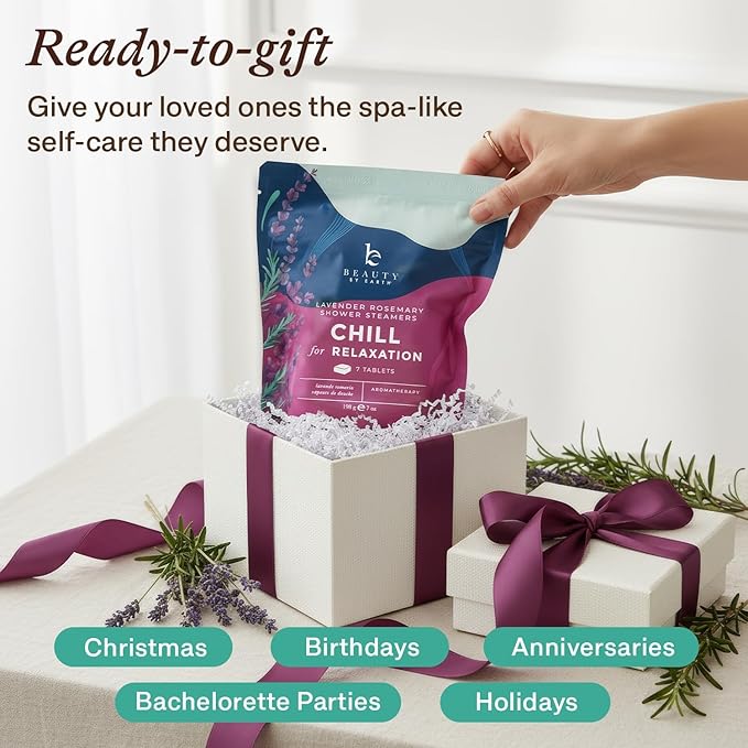 Shower Steamers Aromatherapy - USA Made with Natural Ingredients & Lavender Oil, Valentines Day Gifts, Large Shower Bombs for Stress Relief, Relaxing Spa Gifts for Women & Men, Luxury New Mom Gifts