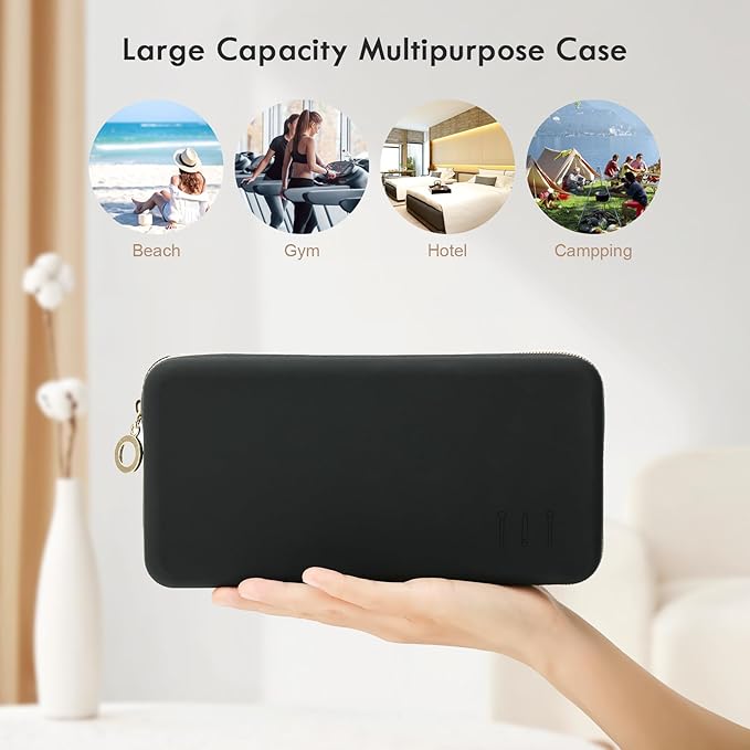 FVION Zipper Makeup Brushes Bag For Travel, Large Silicone Makeup Brush Holder, Make Up Brushes Pouch Case for Makeup Tools - Black