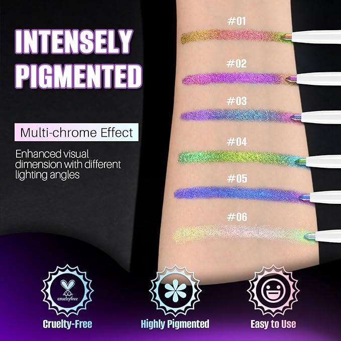 CHARMACY Chameleon Eyeliner Gel Pen, Color Changing Eyeliner, Long-Lasting, Waterproof & Smudge-Proof Formula, Metallic & Shimmer Shades for Creative Makeup, Easy Application (B05)