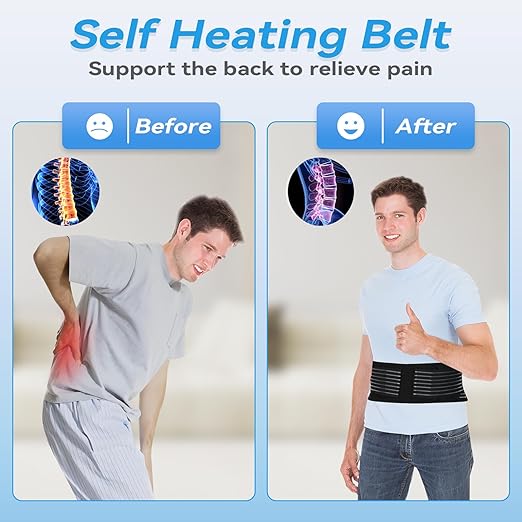 Back Support with Magnet, Tourmaline Magnetic Back Braces for Lower Back Pain Relief, Self Heating & Soothing Back Support Belt, Lumbar Support Belt for Herniated Disc/Sciatica (Small)