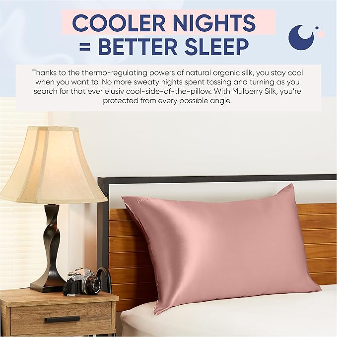 Blissy Silk Pillowcase - 100% Pure Mulberry Silk - 22 Momme 6A High-Grade Fibers - Silk Pillow Cover for Hair & Skin - Regular, Queen & King (Rose Gold, Standard)