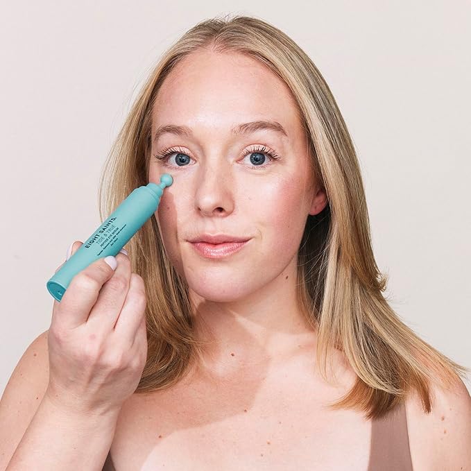 Eight Saints Tide & True Peptide Eye Serum for Puffiness & Wrinkles, Under Eye Roller Ball Treatment for Dark Circles & Fine Lines, Natural & Organic Eye Cream, 0.5 fl oz