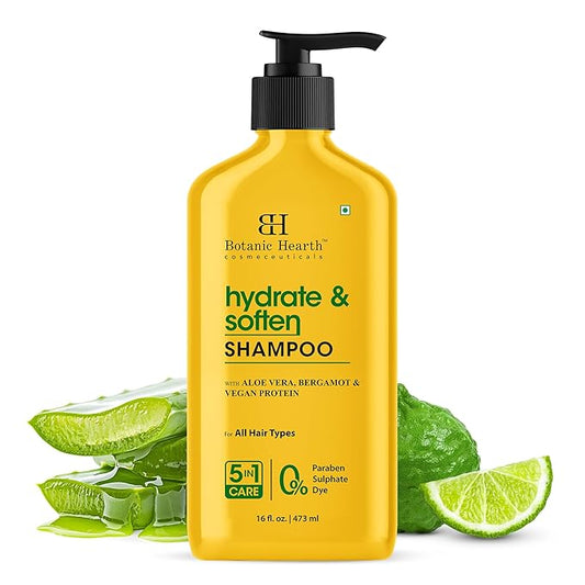 Botanic Hearth Aloe Vera Shampoo Infused With Bergamot & Vegan Protein | Clarifying Shampoo To Hydrate, Soften & Strengthen Hair | Paraben & Sulfate Free | For All Hair Types, 16 Fl Oz