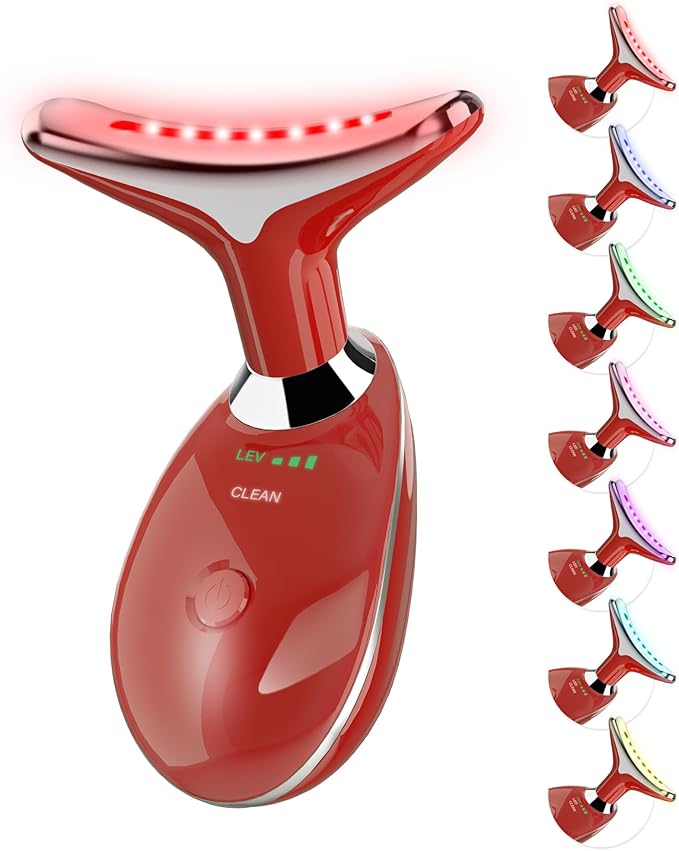 Facial Massager, Portable Face Neck Massager Wand for Skin Care(Red)