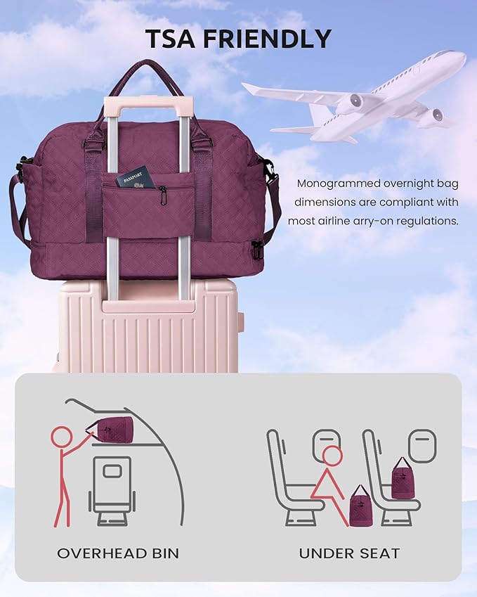 Easter Gift-Stuff for Girls 10-12-Initial Travel Bag with Shoe Compartment, Personalized Weekender Bag, Monogram Overnight Bag for Women, Letter Girls Travel Bag with Makeup Bag (Letter C)