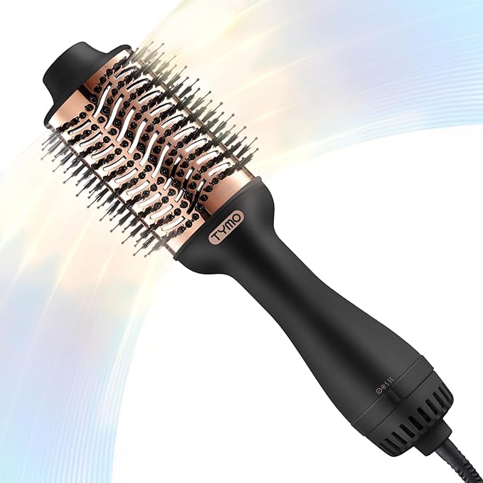 TYMO Hair Dryer Brush Blow Dryer Brush in One, 4 in 1 Ionic Hairdryer and Styler Volumizer with Oval Titanium Barrel, Hot Air Straightener for Smooth Frizz-Free Blowout, Gold