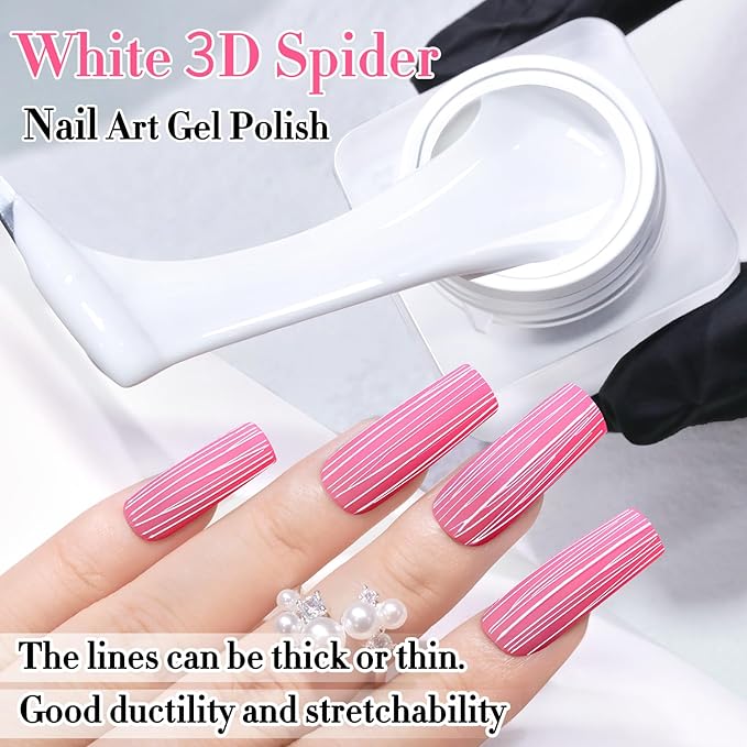 Double Rhythm 3D Nail Gel Solid Sculpting Gel for Nail Art Non-Sticky Hard Gel for Building Carving Molding Nail Extension Soak Off UV/LED Salon Home DIY 0.5 Oz(Spider White)