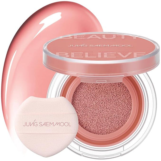 JUNG SAEM MOOL Artist Cushion Blush | Easy to Blend with Puff, Buildable Liquid Blush for Cheeks with a Dewy & Natural Finish, Korean Makeup (Coral Halo)