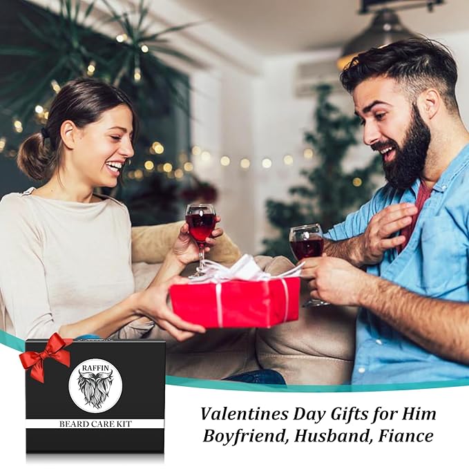 Valentines Day Gifts for Him - Beard Kit w/Beard Oil & Balm, Beard Brush & Comb, Beard Wash/Shampoo for Men's Self-care, Anniversary | Birthday Gifts for Men Husband Boyfriend Dad Son Friend Brother