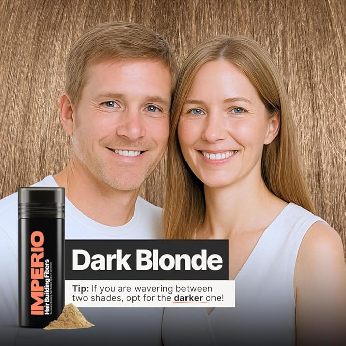 IMPERIO Hair Building Fibers for Thinning Hair - 26g Premium Hair Fibers for Women & Men in Hairdresser Quality - Hair thickening in less than 20 seconds (Dark Blonde)
